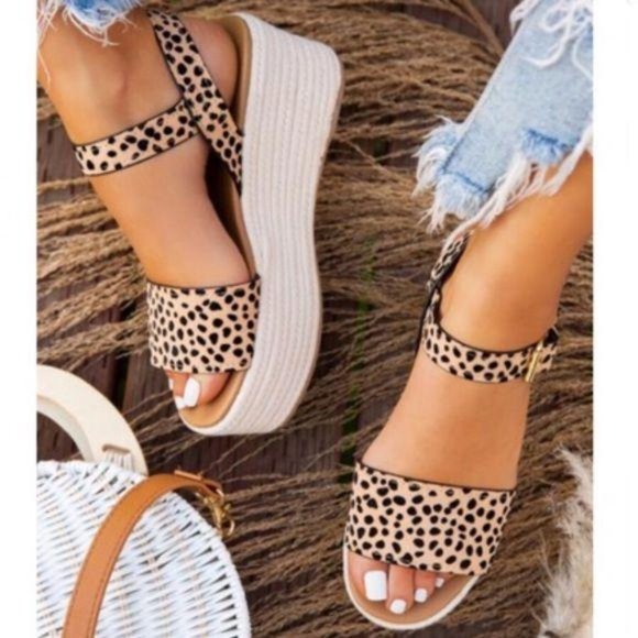 Shoes - Espadrille Flatform Sandals – Leopard